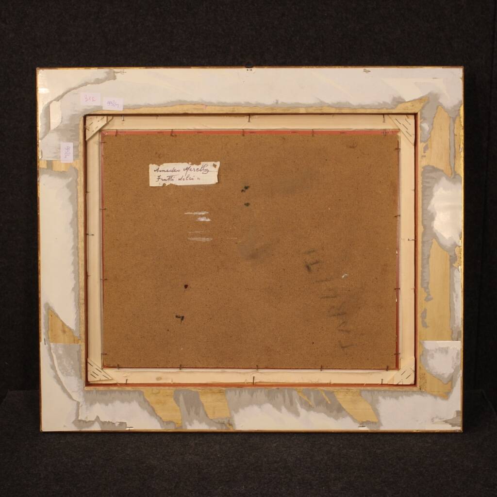 Tableau italien nature morte signé A. Merello du 20ème siècle