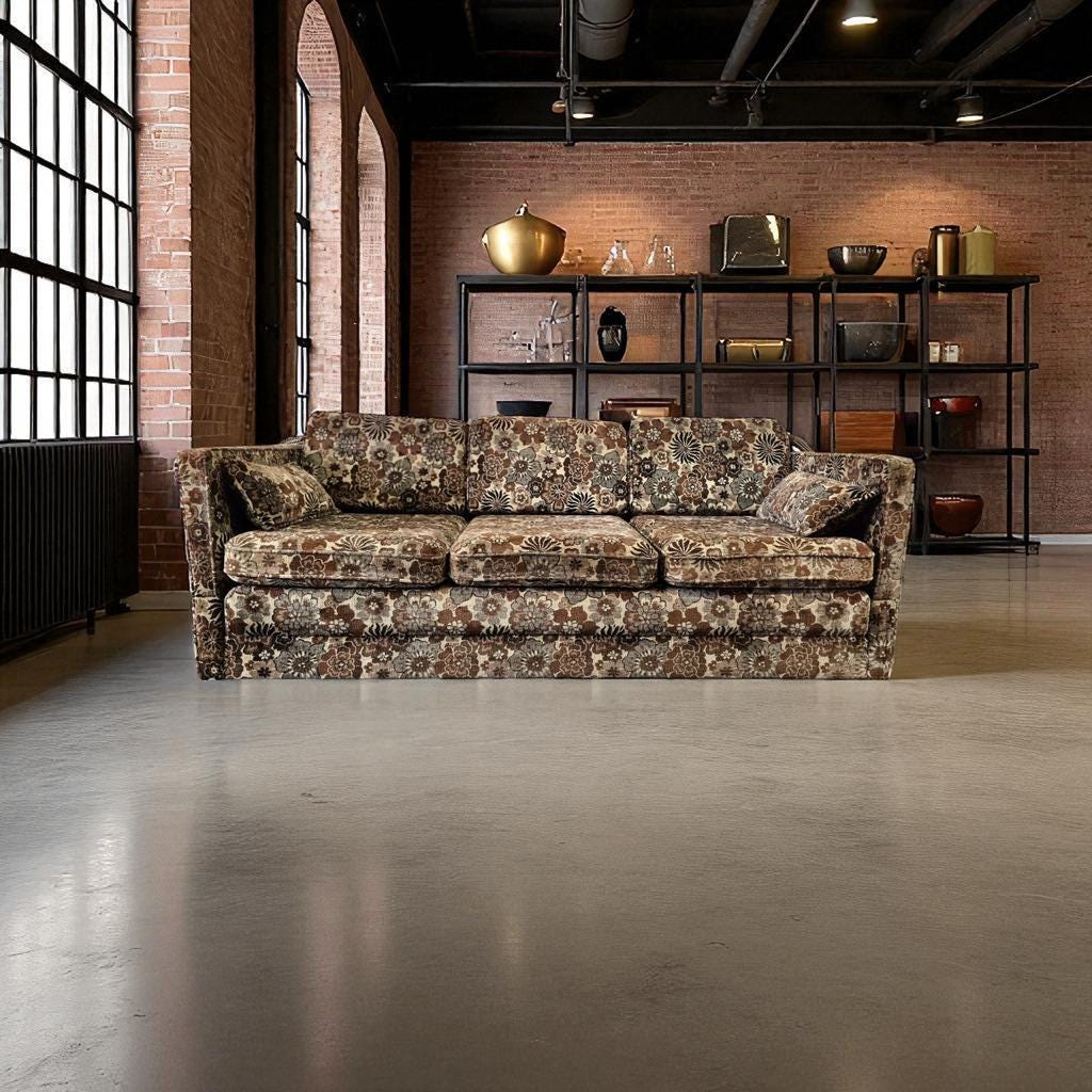 Vintage three-seater folding sofa bed