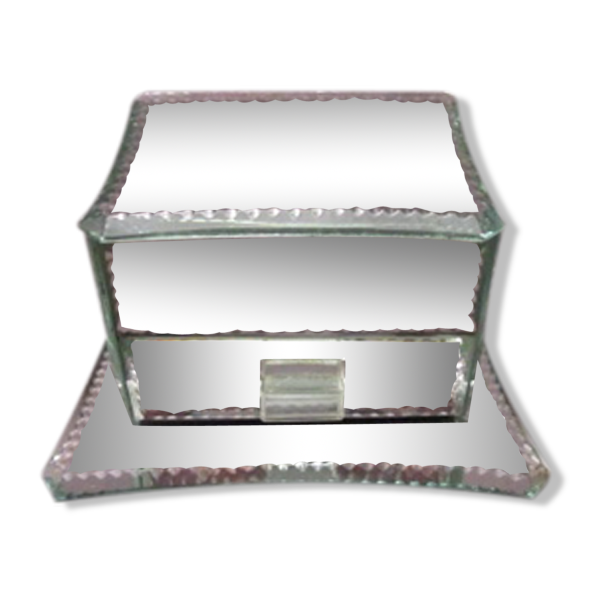 Vintage bevelled antique glass-mirror jewelry box