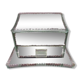 Vintage bevelled antique glass-mirror jewelry box