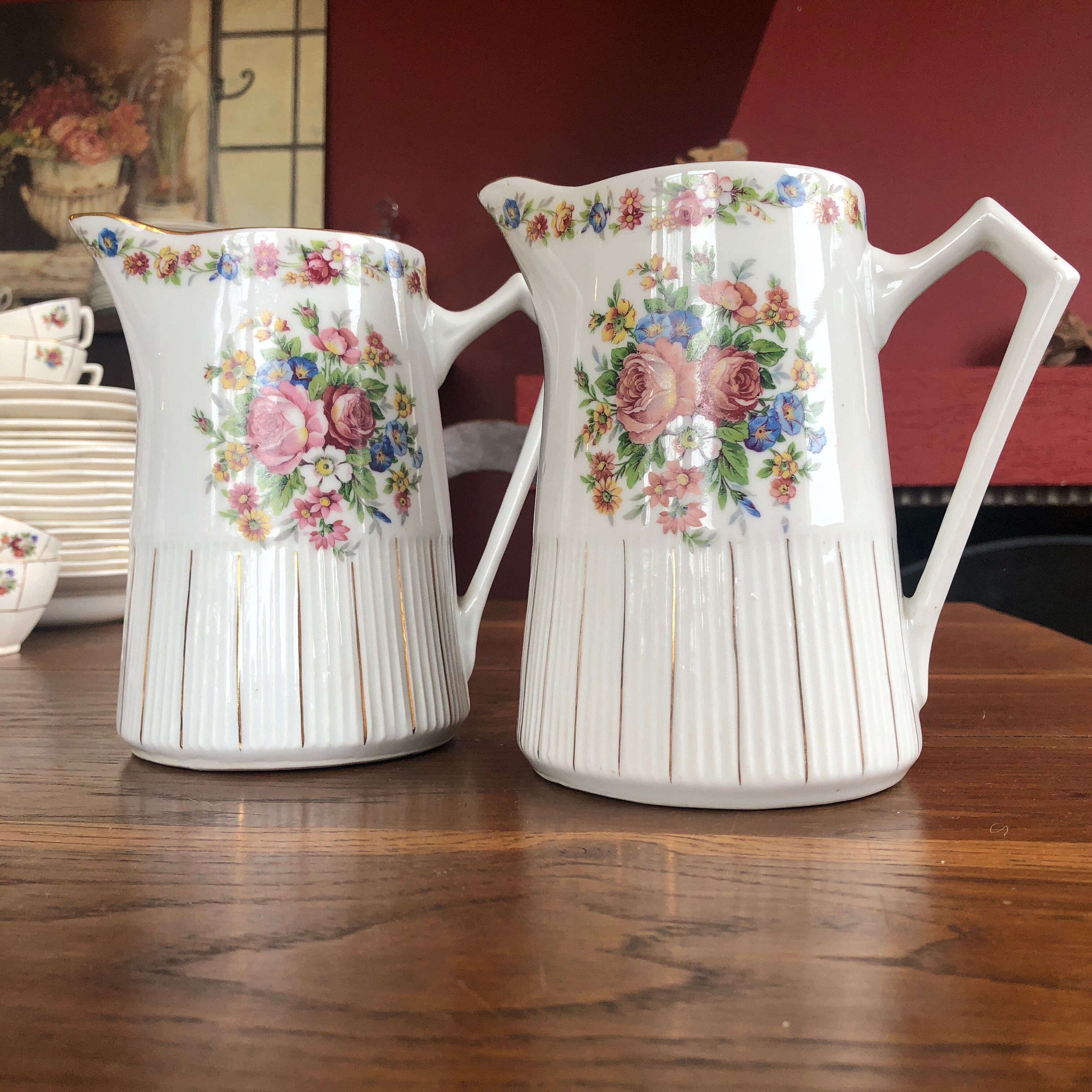 Porcelain pitcher with flowers