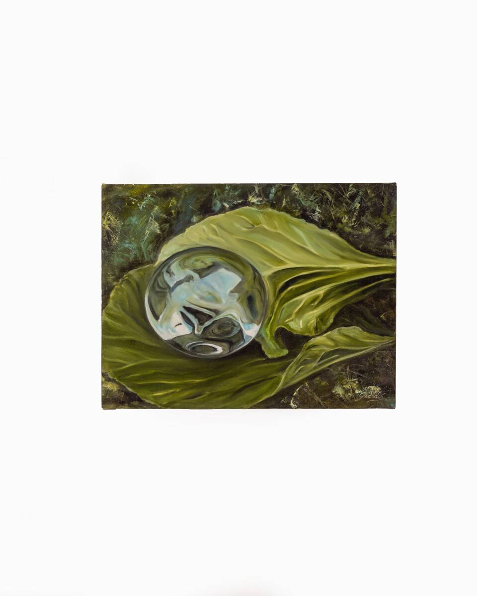 Oil painting on canvas title “palla di vetro” marble series year 2017