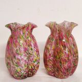 Par de jarrones de cristal de Murano. Italie, années 1940.