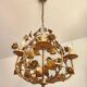 Hollywood Regency 4-light floral chandelier gilt with roses Italy 1960-1970