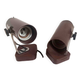 Pair of 70s dark brown adjustable wall lights
