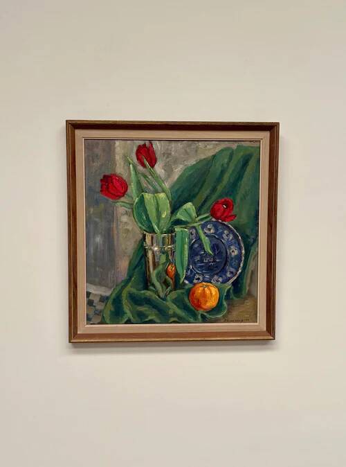 Swedish Oil on Panel – “Still Life with Tulips” by J. Essen Loarp
