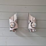 Pair of brushed aluminum wall lights, 1970s