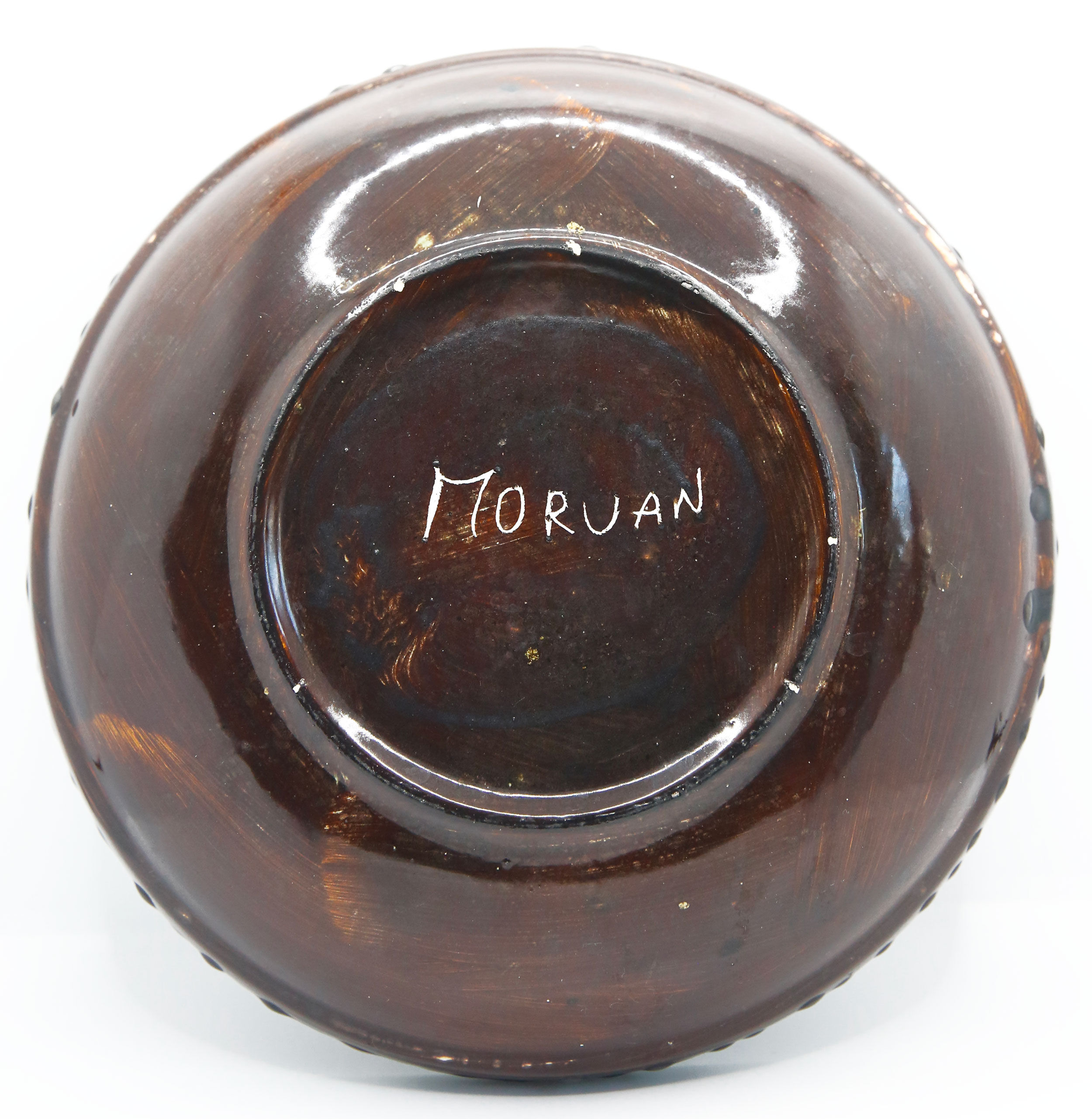 Morvan ceramic dish with multicolored flames