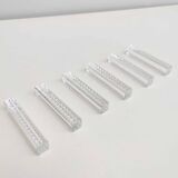Suite of 6 knife holders in crystal relief gridded