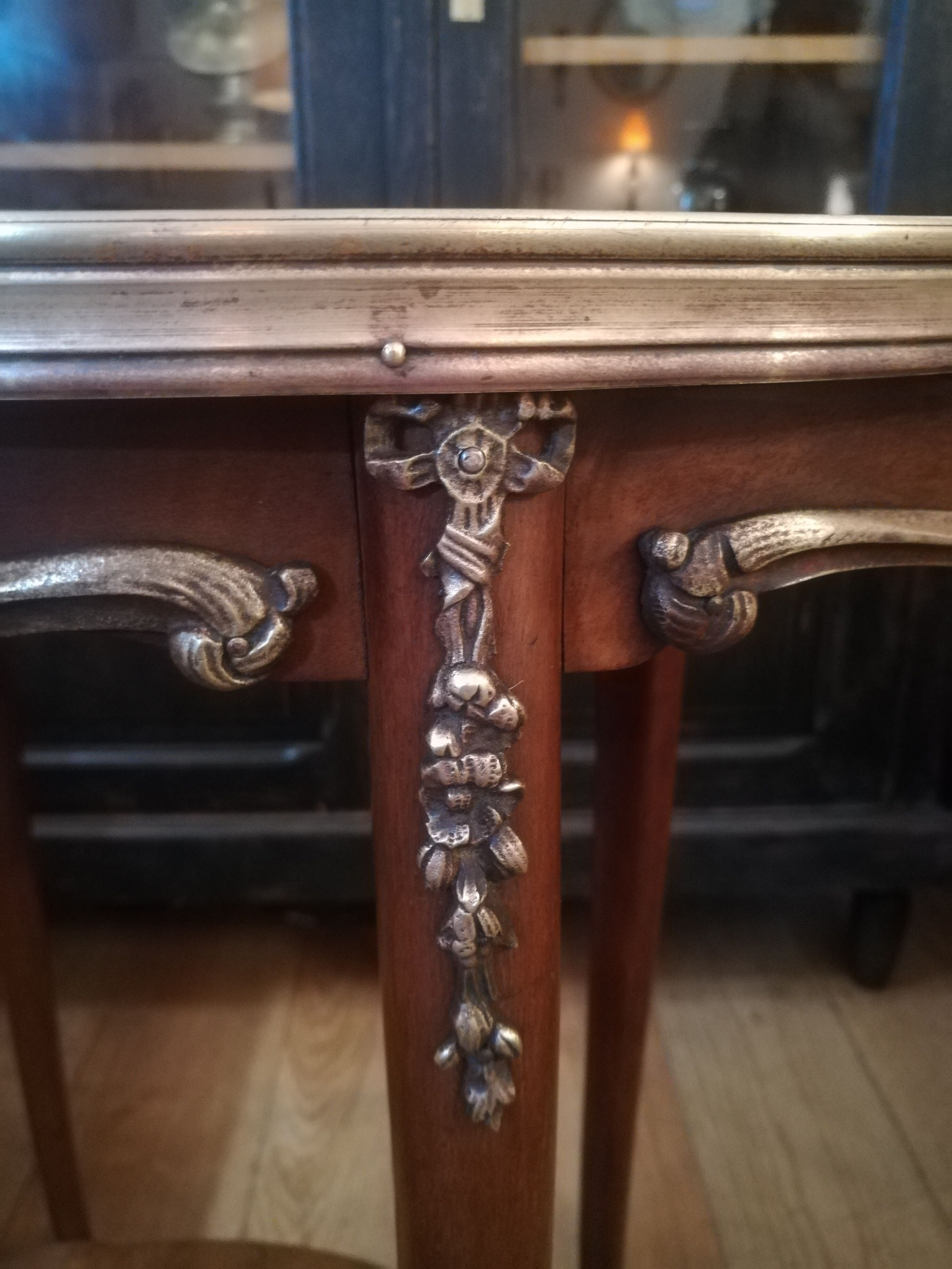 Mahogany and marble side table