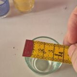 set of 4 vintage liqueur glasses in yellow, green, and blue