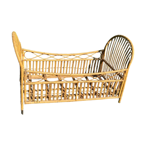 lit enfant en rotin vintage