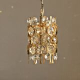 Hollywood Regency Brass & Crystal Glass Ceiling Lamp by Christoph Palme for Palwa