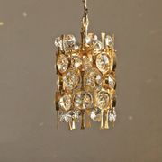 Hollywood Regency Brass & Crystal Glass Ceiling Lamp by Christoph Palme for Palwa