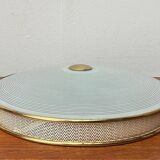 Metal ceiling pendant lamp, made of glass and metal, German mid-century modern style, 1960s.