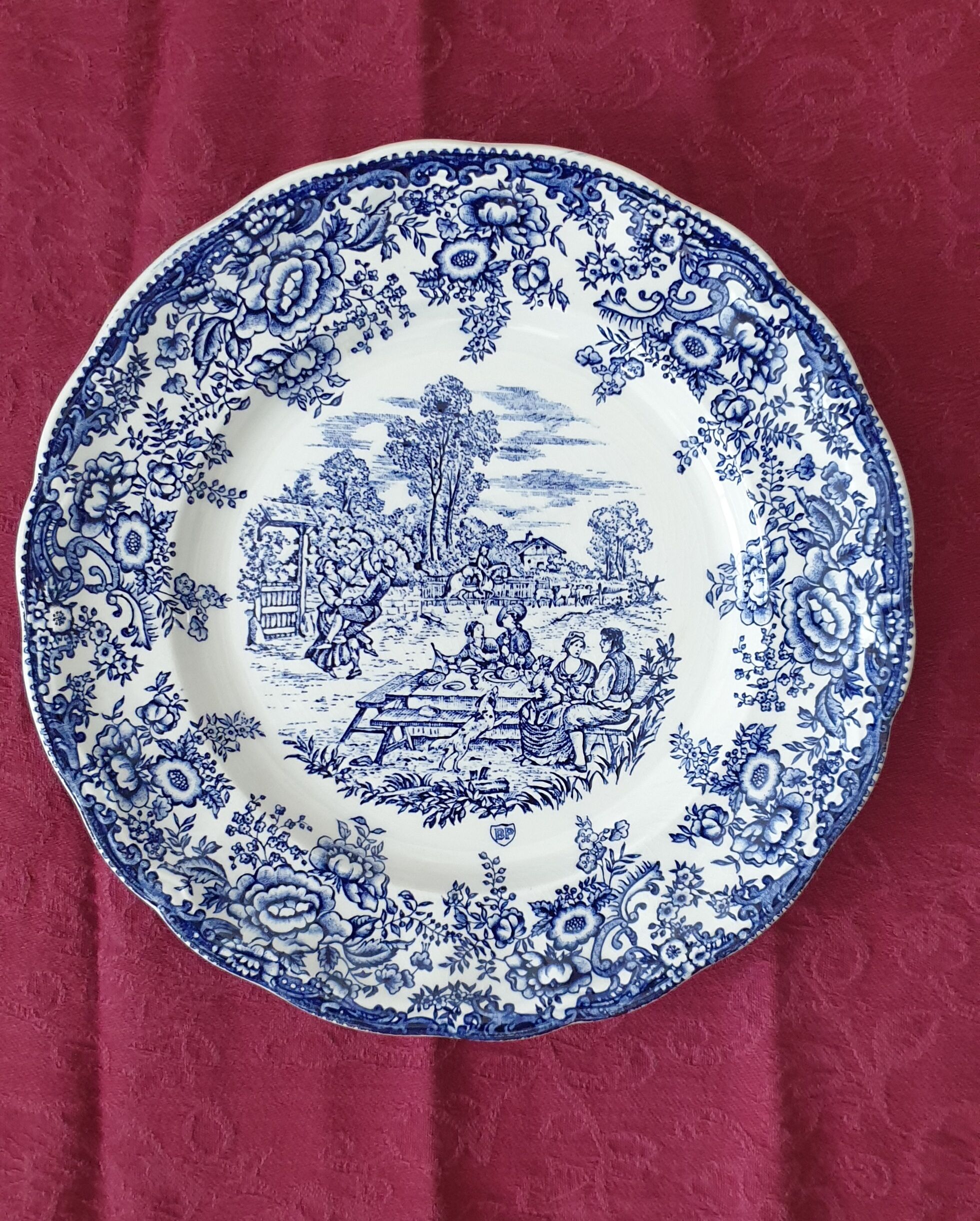 Lunch on the grass: vintage porcelain plate BP GIEN