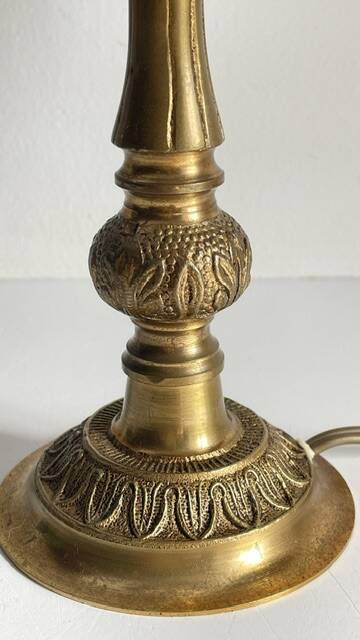 MASSIVE BRASS LAMP and VINTAGE Velvet