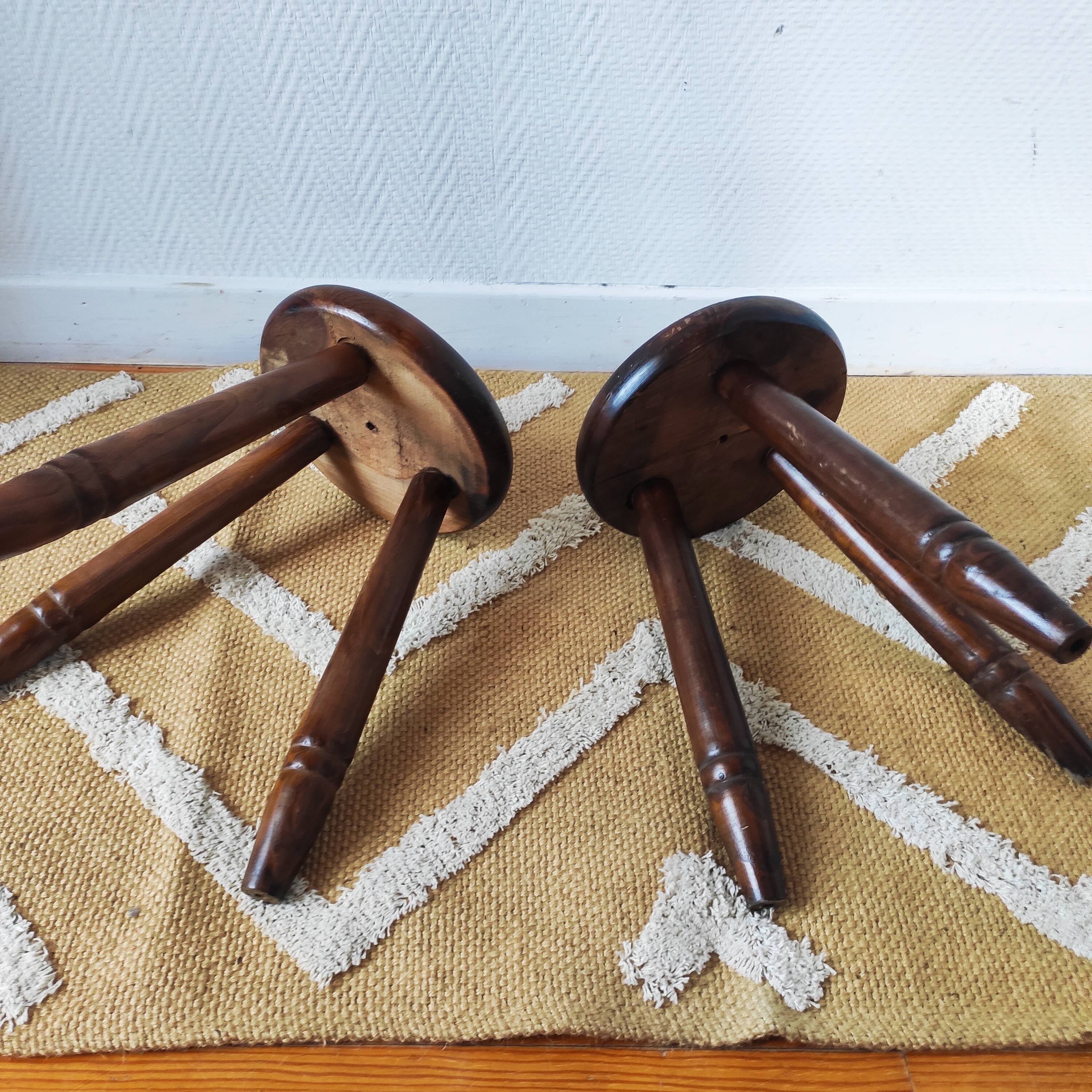 Vintage tripod stool pair