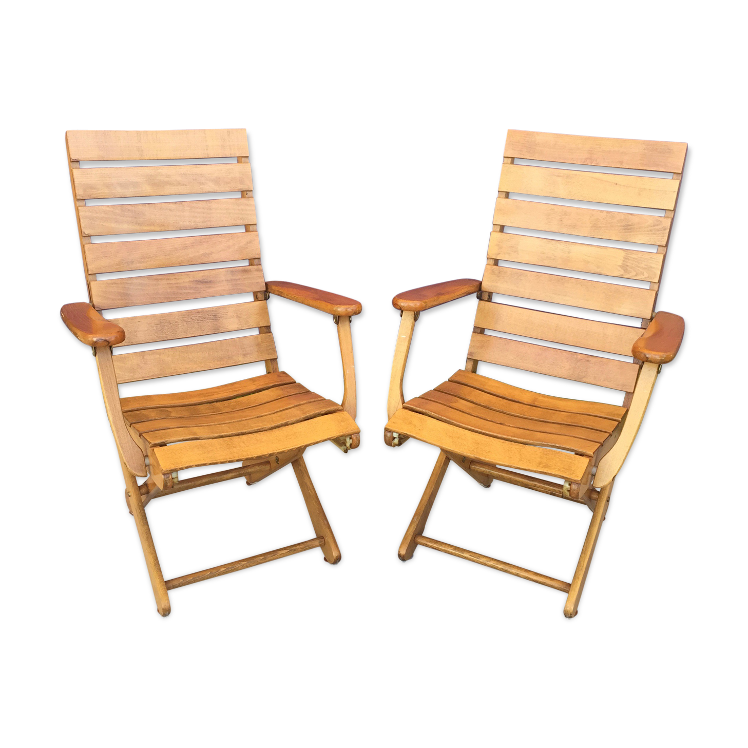 Pair of folding wooden armchairs brand Sodibois