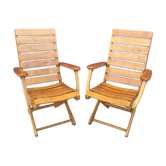 Pair of folding wooden armchairs brand Sodibois