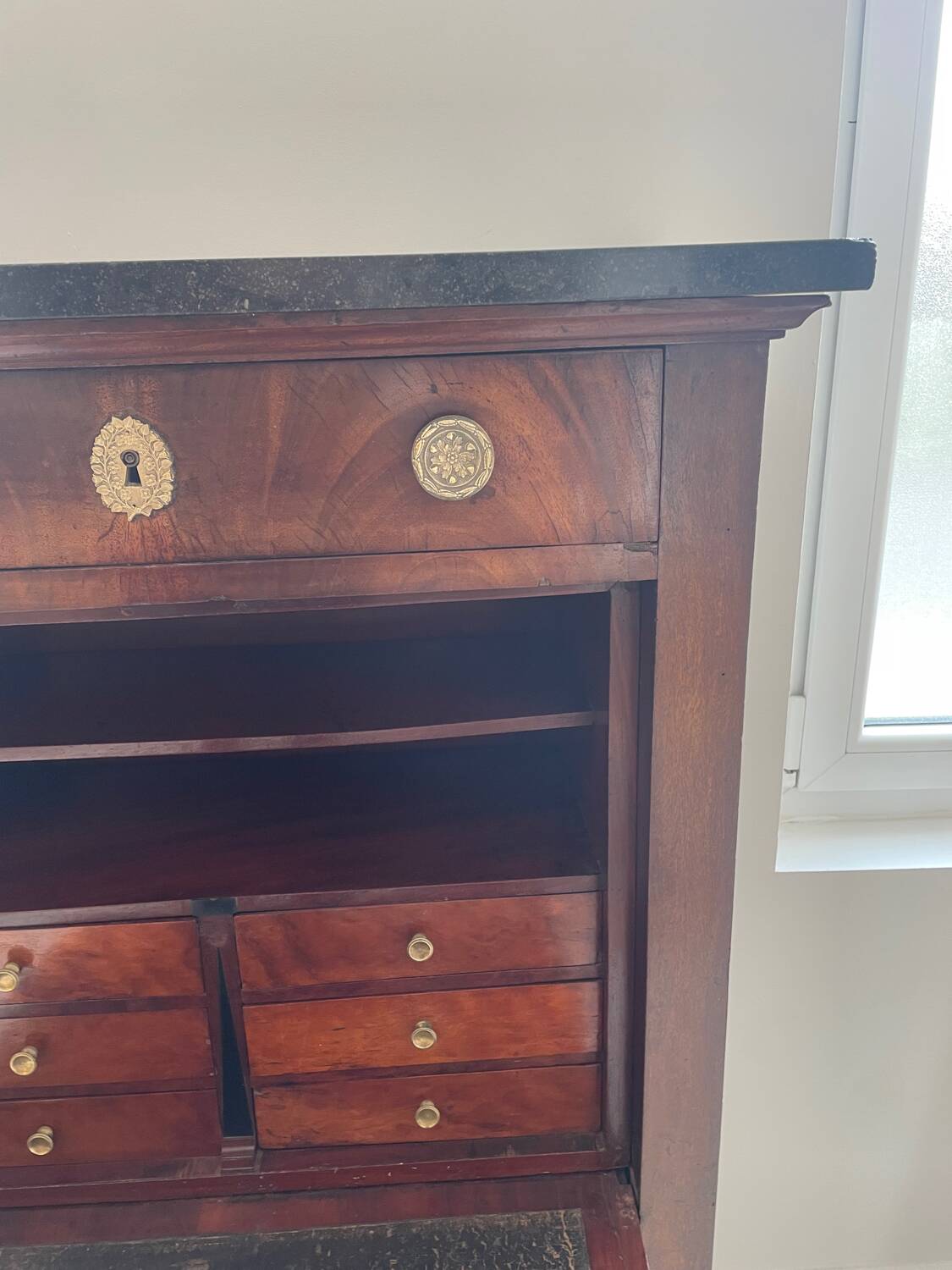 Empire mahogany veneer secretary