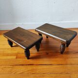 Pair of vintage solid wood footrests