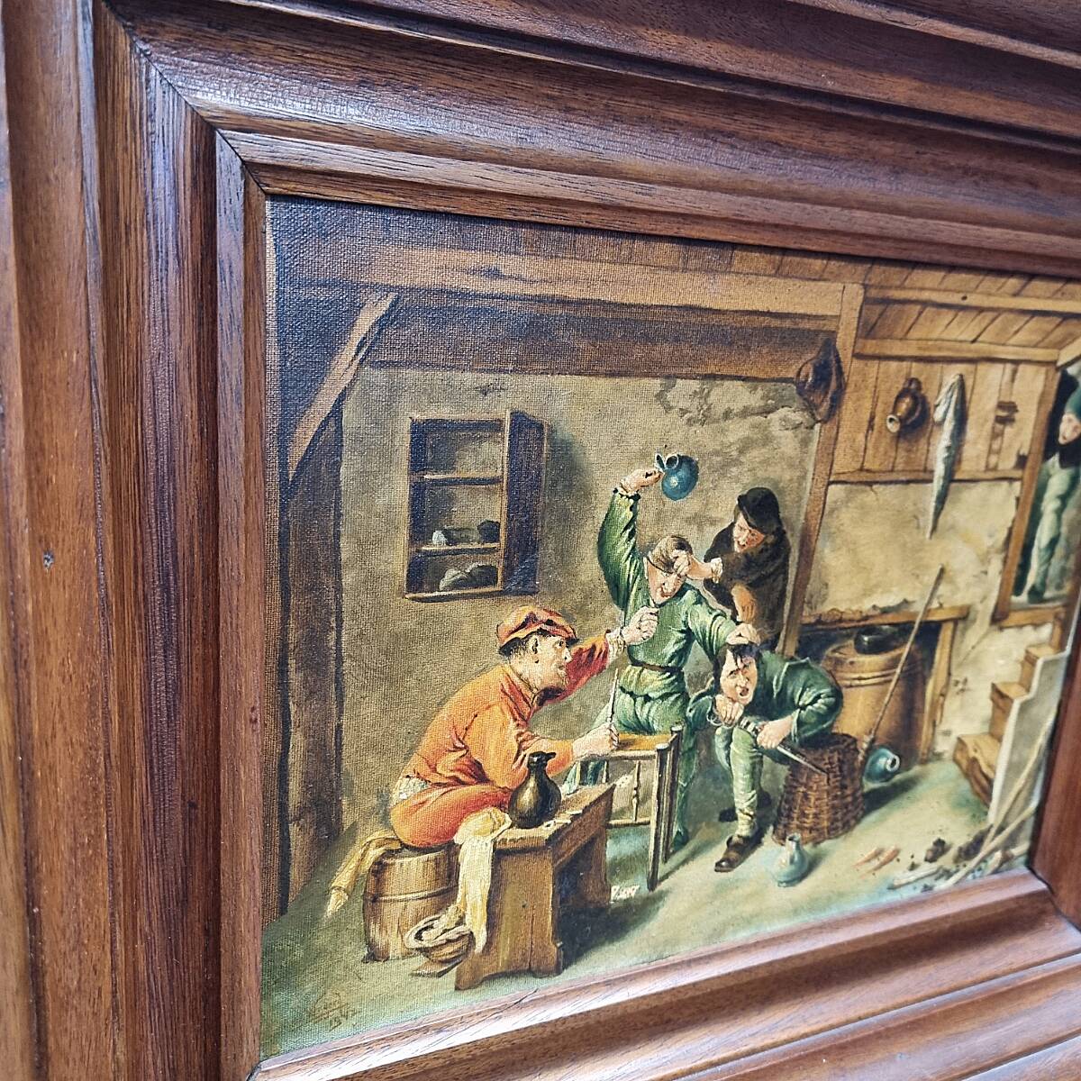 Painting with genre piece after Adriaen Brouwer