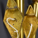 Paire d'appliques Murales Torches Bronze et Laiton Doré Flambeaux