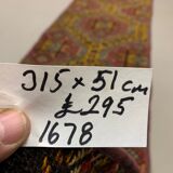 Old Turkish narrow Kilim Runner 315x51 cm, shabby chic, vintage kelim Red Black