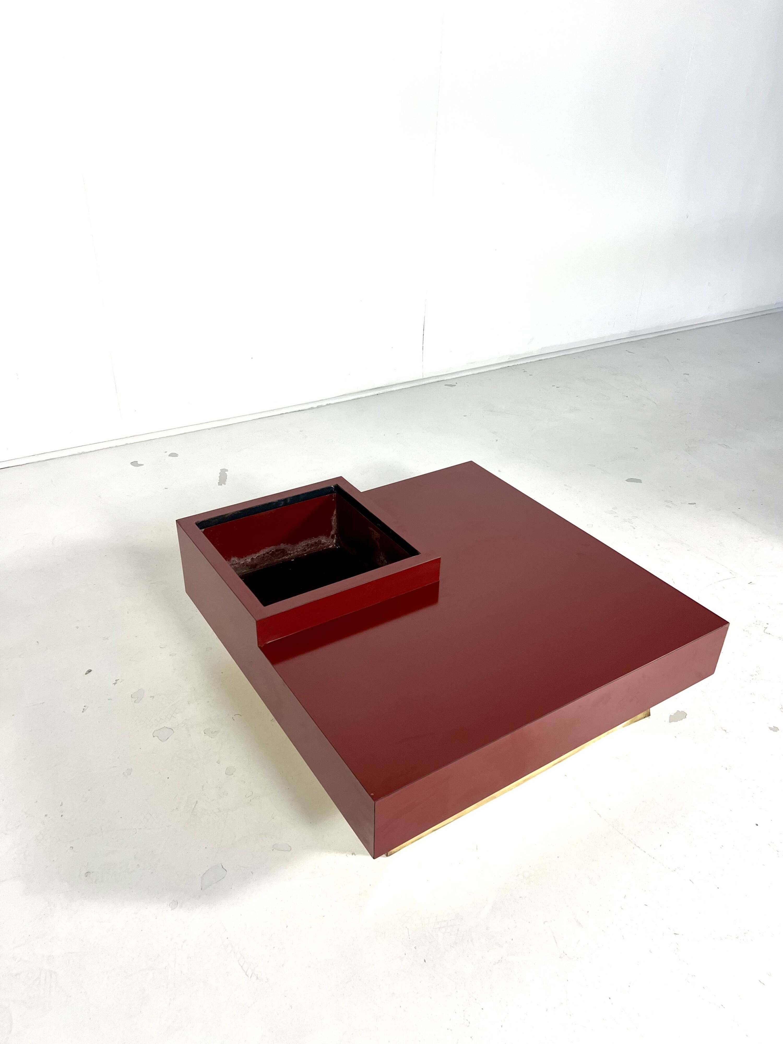 Square coffee table, Italian design, 1980s