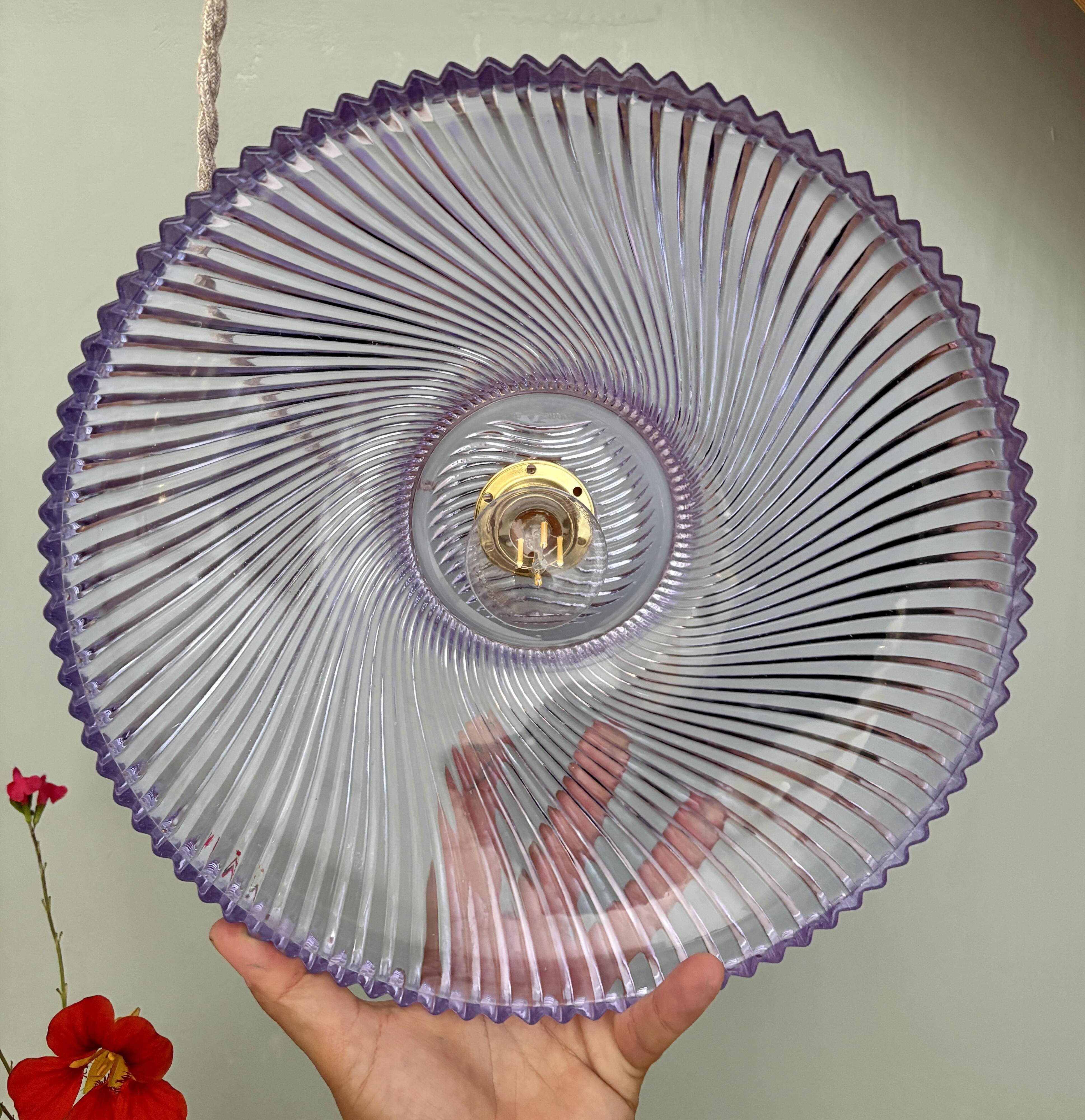 Vintage purple glass pendant light - tableware collection -
