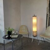 Floor lamp seventies totem, chrome and suede