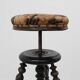 Tabouret de piano réglable Art Déco avec revêtement d'origine, France années 1920