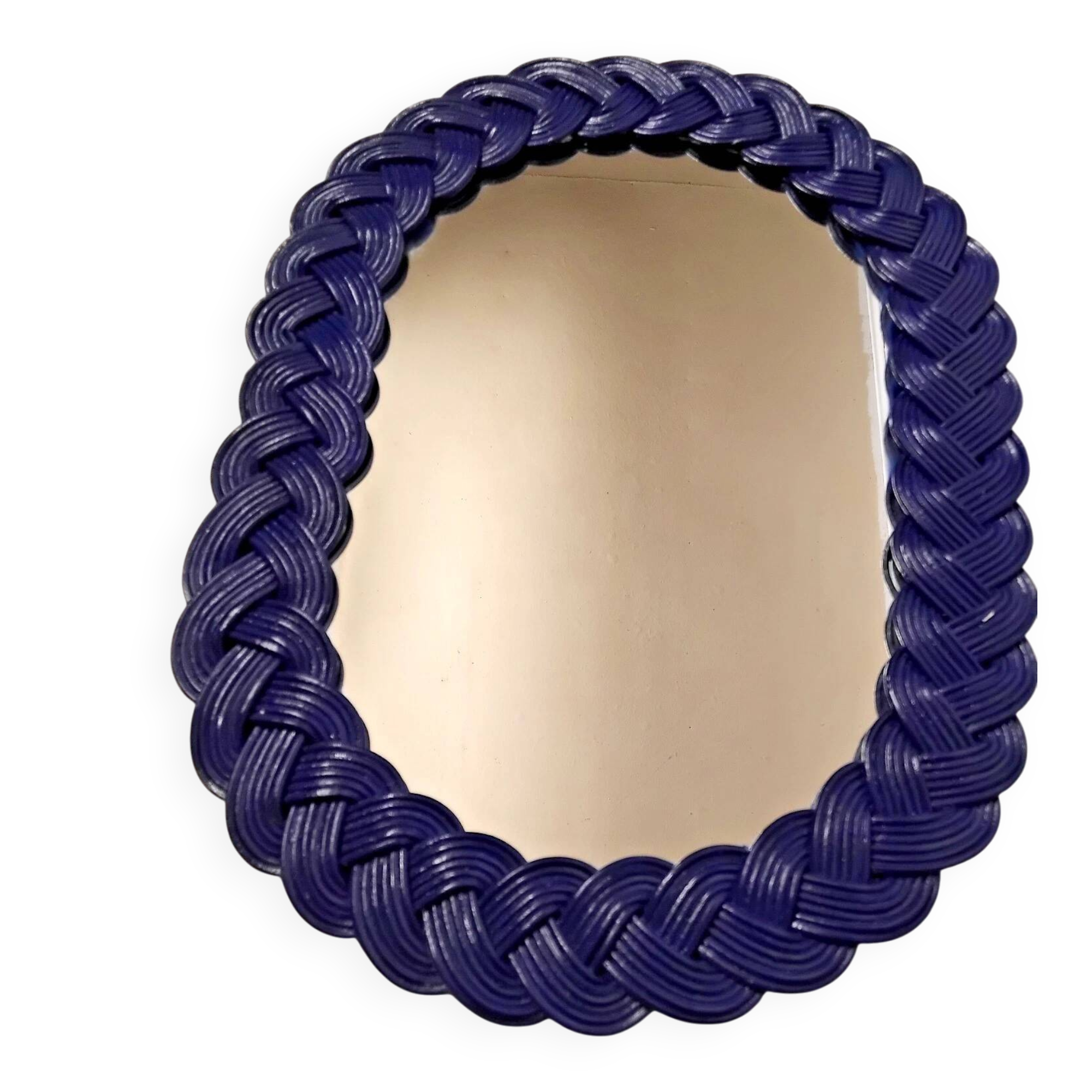 Oval Woven Rattan Mirror 60s/70s Vintage 49X35