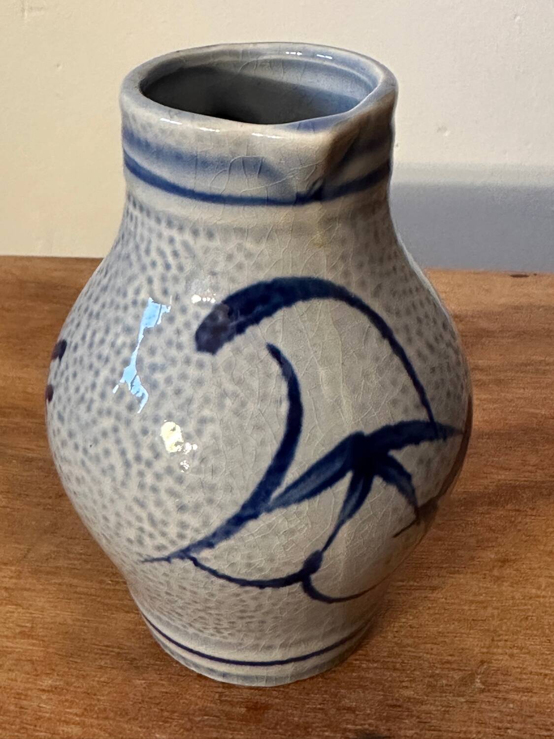 Small stoneware pitcher with salt from Alsace, early 20th century, height 12.5 cm