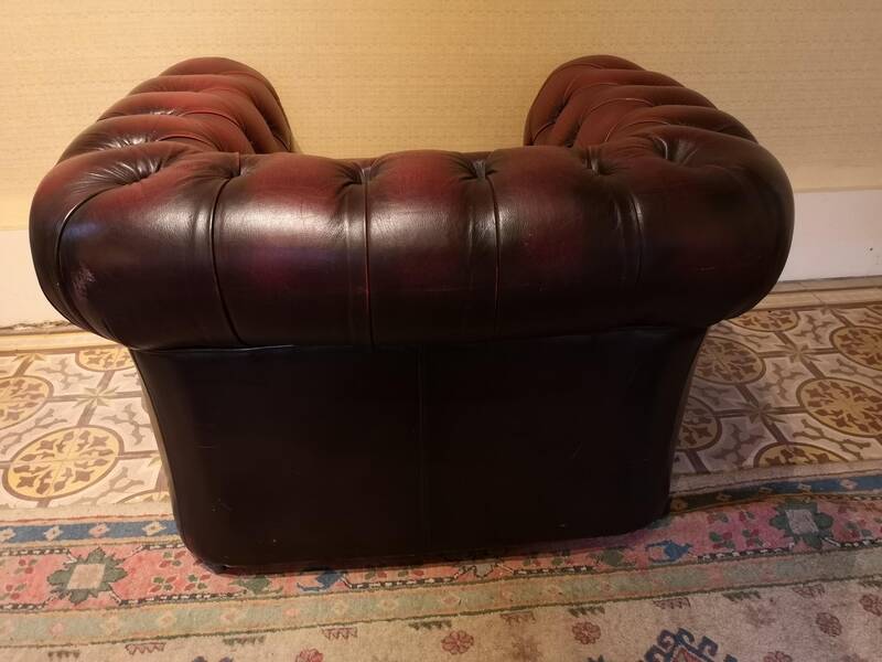 Chesterfield armchair burgundy leather