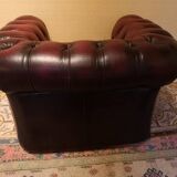 Chesterfield armchair burgundy leather