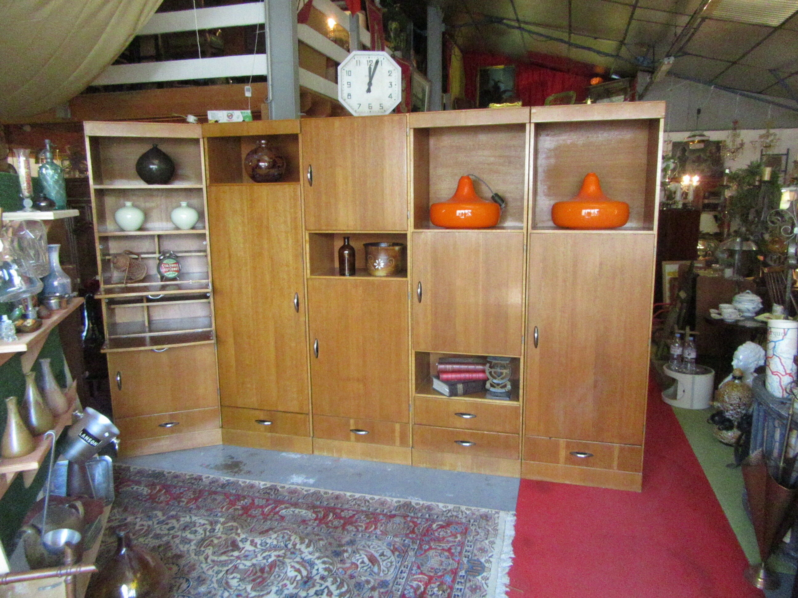 Meuble modulable de bureau ou de salon plaqué chêne des années 1960