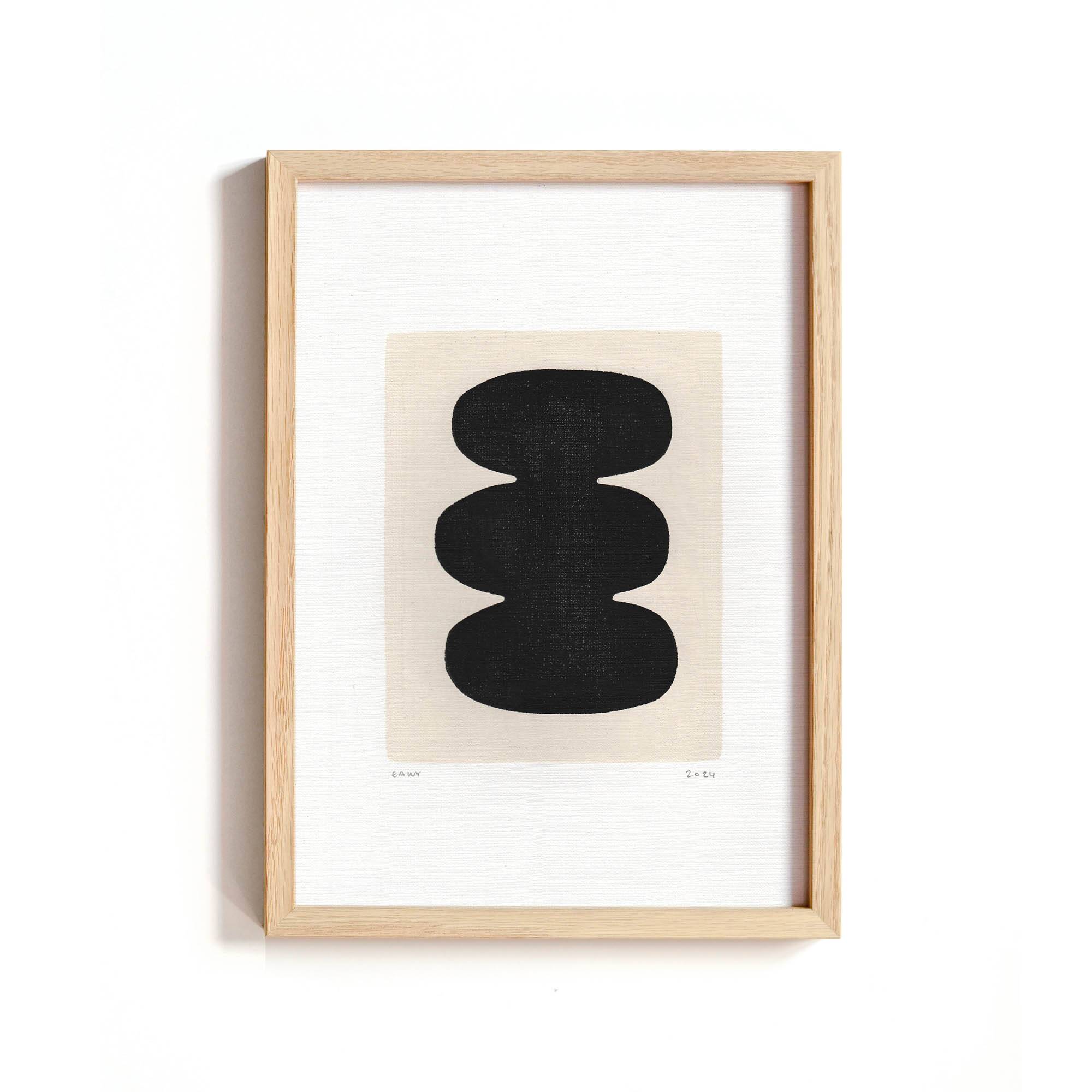 Collection of 4 black abstract paintings on paper signed eawy