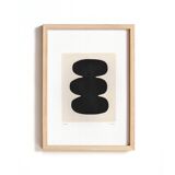 Collection of 4 black abstract paintings on paper signed eawy