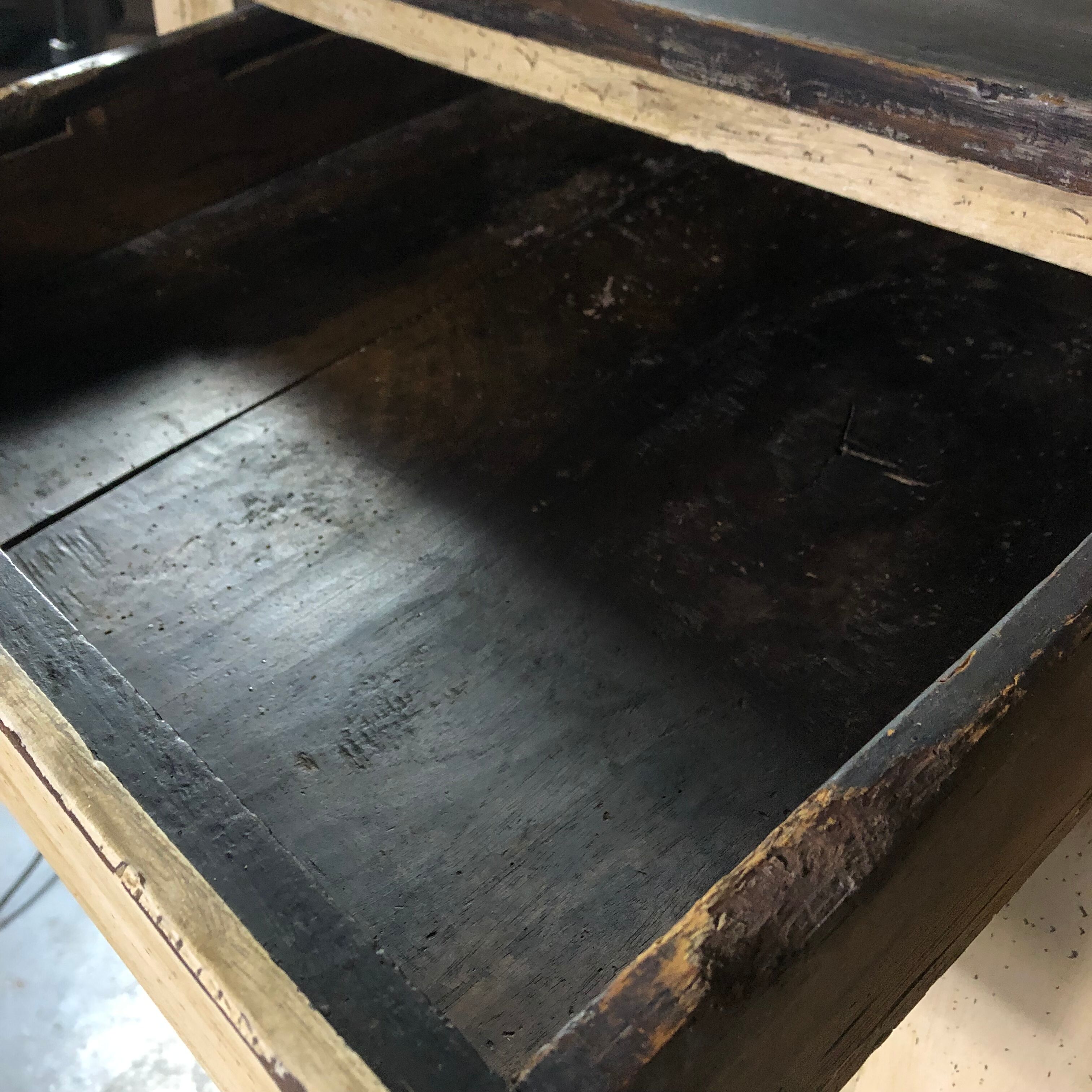 Old patinated painted wooden sideboard