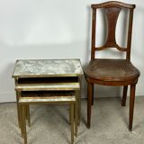 Vintage 70'S nesting table in moiré glass and brass