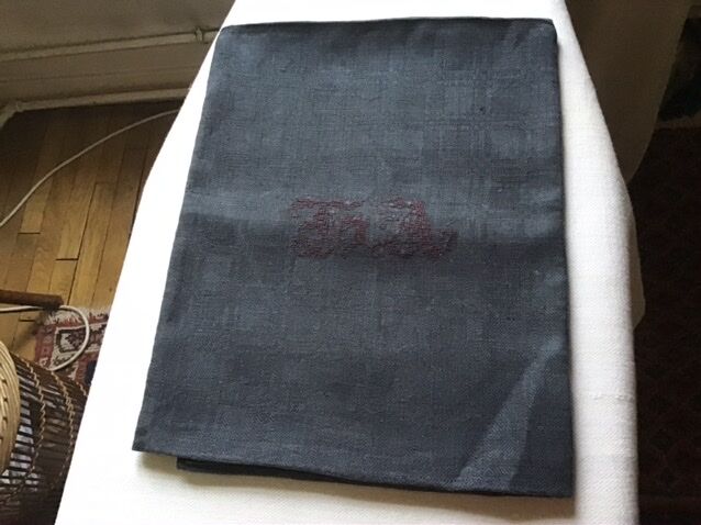 Small black grey linen tablecloth 74x103