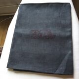 Small black grey linen tablecloth 74x103