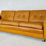 Vintage danish art deco style 3 person svend skipper sofa in tan leather