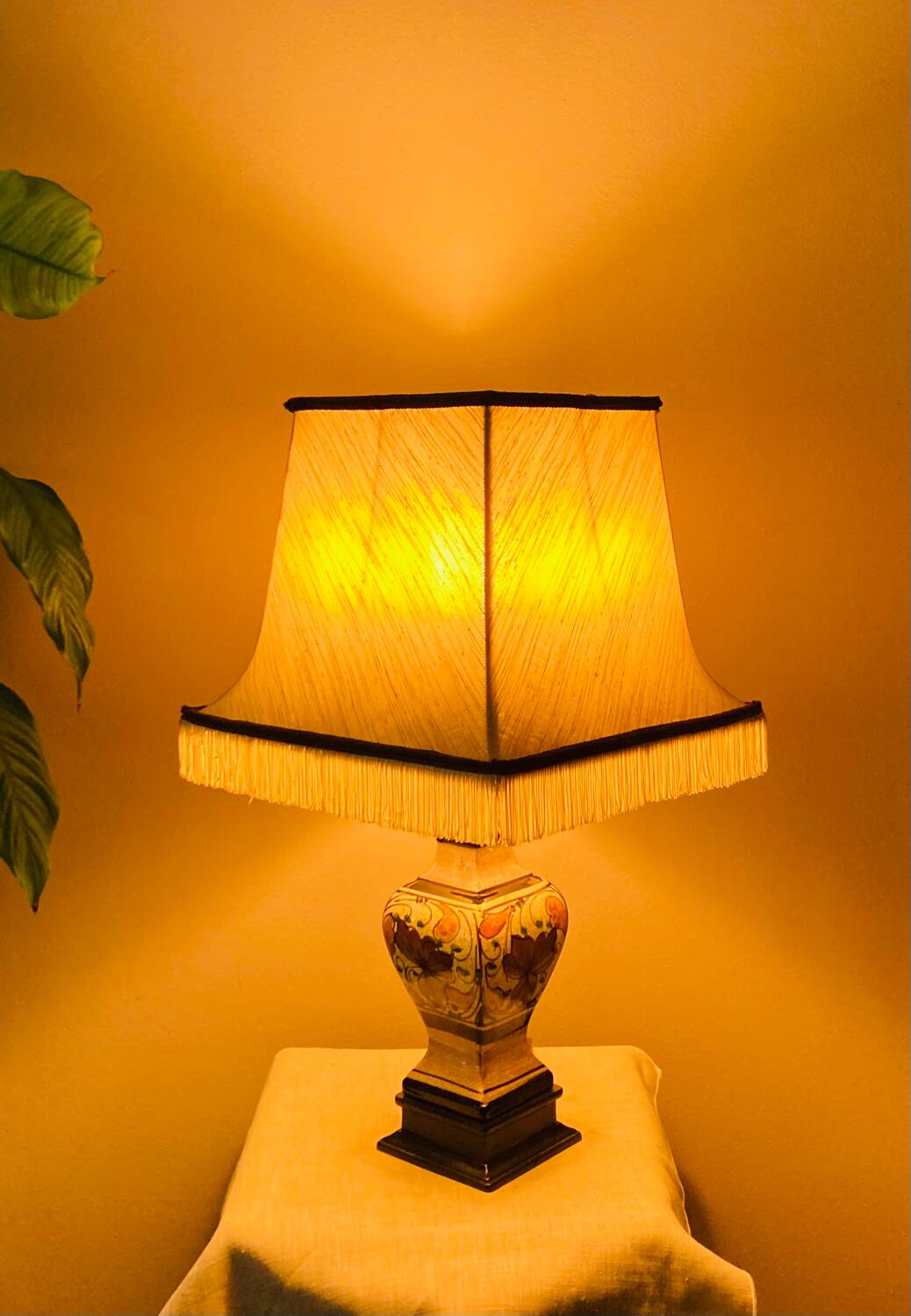 Living room lamp in cracked earthenware style, handmade decoration, 20th century