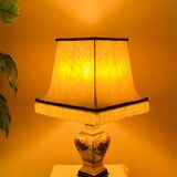 Lampe de salon en faïence façon craquelée décor fait main époque XXe