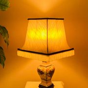 Lampe de salon en faïence façon craquelée décor fait main époque XXe