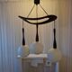 Teak and opaline chandelier