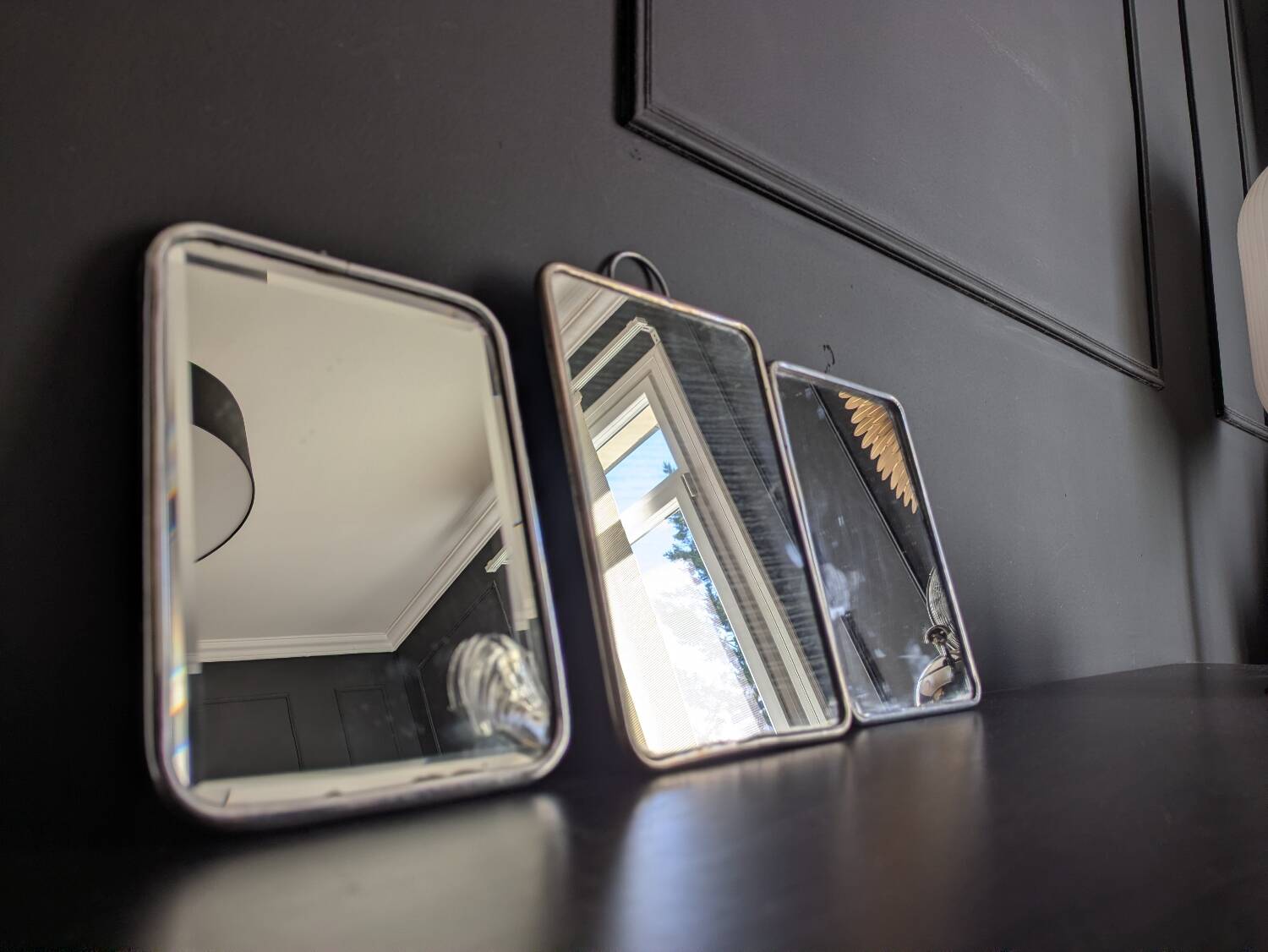 three barber mirrors